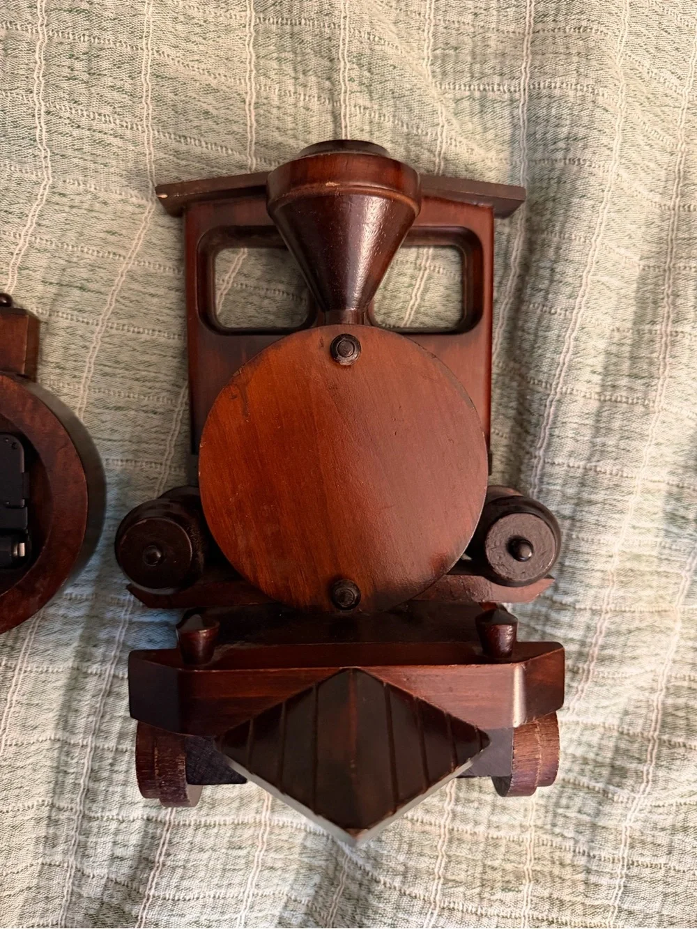 Vintage Wooden Railroad Steam Engine Quartz Train Clock Tochigi Tokei Co. Ltd